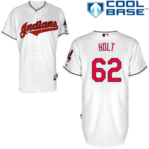 Tyler Holt #62 MLB Jersey-Cleveland Indians Men's Authentic Home White Cool Base Baseball Jersey